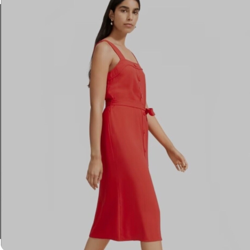 Everlane Red Midi Dress with Tie Waist